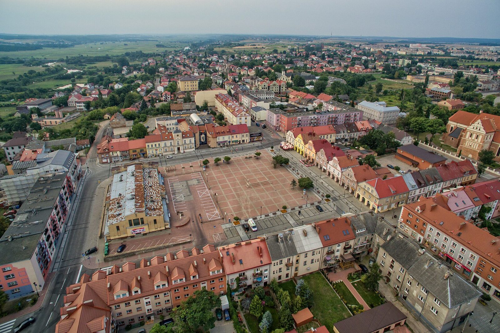 Stary Rynek w Łomży z lotu ptaka